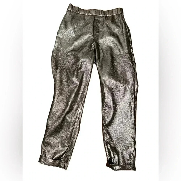 Zara Trafaluc Collection Gold Metallic Pants with Stretch Size Small - Picture 1 of 8
